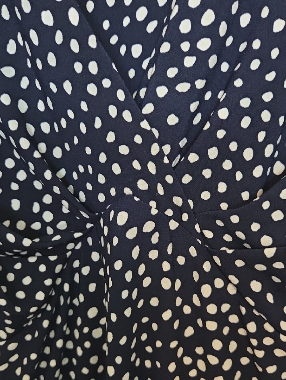 Chaps Navy Blue and White Polka Dot Plus Size Cap-Sleeve Dress - Picture 4 of 6